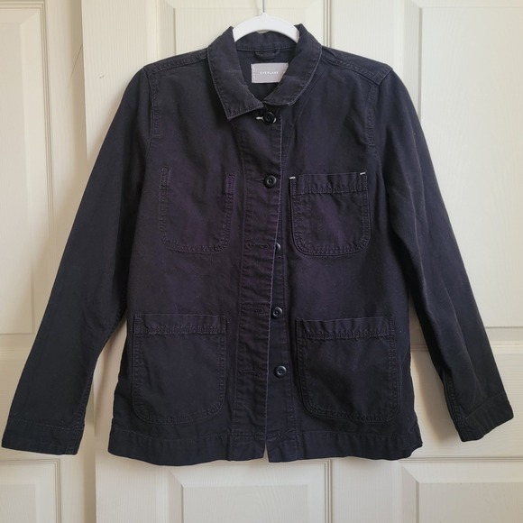 Everlane Black Cotton Canvas Chore Utility Jacket Shacket Size Medium - Picture 6 of 10